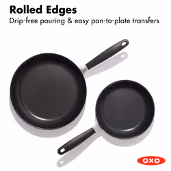OXO Good Grips 8"" and 10"" Frying Pan Skillet Set  3-Layered German Engineered Nonstick Coating  Stainless Steel Handle with Nonslip Silicone  Black
