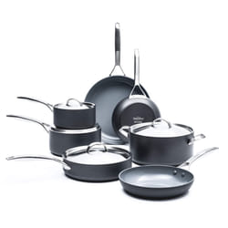 GreenPan Paris Pro Hard Anodized Healthy Ceramic Nonstick  11 Piece Cookware Pots and Pans Set with Stainless Steel Lids  PFAS-Free  Dishwasher Safe