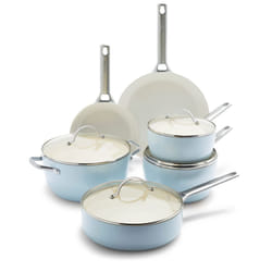 GreenPan Padova Hard Anodized Healthy Ceramic Nonstick  10 Piece Cookware Pots and Pans Set  PFAS-Free  Dishwasher Safe  Light Blue