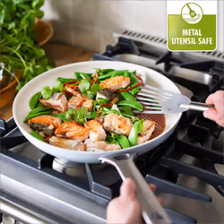 GreenPan Padova Hard Anodized Healthy Ceramic Nonstick  8"""" and 10"""" Frying Pan Skillet Set  PFAS-Free  Dishwasher Safe  Light Blue