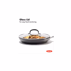 OXO Good Grips 12" Frying Pan Skillet with Lid, 3-Layered German Engineered Nonstick Coating, Stainless Steel Handle with Nonslip Silicone, Black