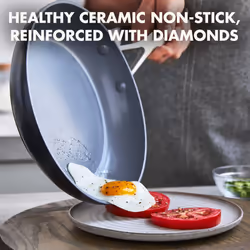 GreenPan Valencia Pro Hard Anodized Healthy Ceramic Nonstick 11"""""""" Frying Pan Skillet  PFAS-Free  Induction  Dishwasher Safe  Oven Safe  Gray
