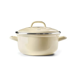 BK Indigo Aluminum Heavy-Gauge Carbon Steel  Induction  3.5QT Nonstick Glaze Dutch Oven  Dishwasher Safe  Cream