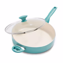 GreenPan Rio Healthy Ceramic Nonstick 5QT Saute Pan Jumbo Cooker with Helper Handle and Lid  PFAS-Free  Dishwasher Safe  Turq ...