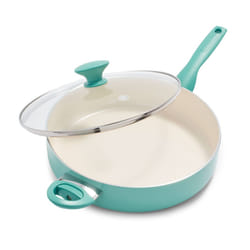 GreenPan Rio Healthy Ceramic Nonstick 5QT Saute Pan Jumbo Cooker with Helper Handle and Lid  PFAS-Free  Dishwasher Safe  Turquoise