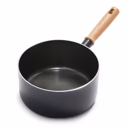 GreenPan Hudson Healthy Ceramic Nonstick 1.6 QT Saucepan Pot Vintage Wood Inspired Handle PFAS-Free Dishwasher Safe Blac ...