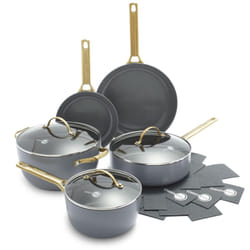 GreenPan Reserve Hard Anodized Healthy Ceramic Nonstick 8 Piece Cookware Pots and Pans Set  Gold-Tone Stainless Steel Handles  PFAS & PFOA-Free  Dishw
