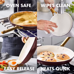 GreenPan Reserve Hard Anodized Healthy Ceramic Nonstick 10 Piece Cookware Pots and Pans Set  Gold Handle  PFAS-Free  Dishwasher Safe  Oven Safe  Merlo