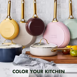 GreenPan Reserve Hard Anodized Healthy Ceramic Nonstick 10 Piece Cookware Pots and Pans Set  Gold Handle  PFAS-Free  Dishwasher Safe  Oven Safe  Merlo