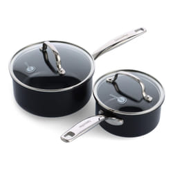 GreenPan Prime Chatham 1QT & 2QT Saucepan Pot Set with Glass Lids  Hard Anodized Diamond Infused Ceramic Nonstick  PFAS-Free  Dishwasher Safe  Oven Sa
