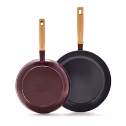 greenPan Hudson Healthy ceramic Nonstick, 95 and 11 Frying Pan Skillet Set, Vintage Wood Inspired Handle, PFAS-Free, Dishwash ...