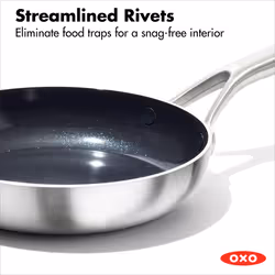 OXO Mira Tri-Ply Stainless Steel PFAS-Free Nonstick  8"""" Frying Pan Skillet  Induction  Multi Clad  Dishwasher and Metal Utensil Safe