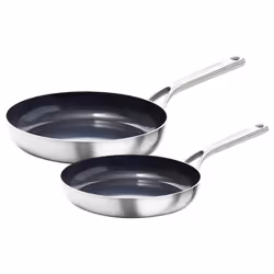 OXO Mira Tri-Ply Stainless Steel PFAS-Free Nonstick 8"""" and 10"""" Frying Pan Skillet Set Induction Multi Clad Dishwash ...