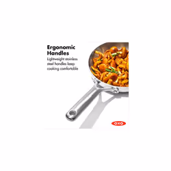 OXO Mira Tri-Ply Stainless Steel  8"""" Frying Pan Skillet  Induction  Multi Clad  Dishwasher and Metal Utensil Safe