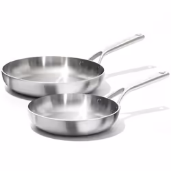 OXO Mira Tri-Ply Stainless Steel 8"""" and 10"""" Frying Pan Skillet Set Induction Multi Clad Dishwasher and Metal Utensi ...