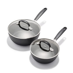 OXO Good Grips 1QT and 2QT Saucepan Pot Set with Lids  3-Layered German Engineered Nonstick Coating  Stainless Steel Handles with Nonslip Silicone  Bl