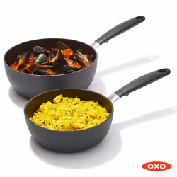OXO Good Grips 1QT and 2QT Saucepan Pot Set with Lids  3-Layered German Engineered Nonstick Coating  Stainless Steel Handles with Nonslip Silicone  Bl