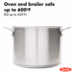 OXO Stainless Steel 8.4QT Multipurpose Boiler Pot with Steamer Insert & Glass Lid  Stockpot for Simmering  Boiling  Steaming  Stew  Soup  Pasta  Induc