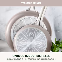 GreenPan Nova 8in and 10in 2 Piece Frying Pan Skillet Set  Healthy Ceramic Nonstick  PFAS-Free  Induction Suitable  Dishwasher and Oven Safe  Clay