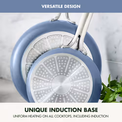 GreenPan Nova 8in and 10in 2 Piece Frying Pan Skillet Set  Healthy Ceramic Nonstick  PFAS-Free  Induction Suitable  Dishwasher and Oven Safe  Ocean