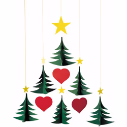 Christmas Tree 6 Hanging Mobile - 17 Inches - High Quality - Handmade in Denmark by Flensted