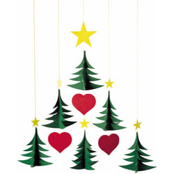 Christmas Tree 6 Hanging Mobile - 17 Inches - High Quality - Handmade in Denmark by Flensted
