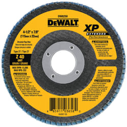 DEWALT DW8250 4-1/2-Inch by 7/8-Inch 40g XP Flap Disc