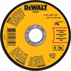 DEWALT DWA8051 Metal Cut-Off Wheel  4-1/2-Inch X .045-Inch X 7/8-Inch