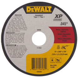 DEWALT DWA8952F T1 XP CER Fast Cut-Off Wheel  5"""" x 0.045"""" x 7/8""""