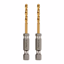 DEWALT Drill Bit Set  1/8""""  2-pc  Titanium Nitride Coated  Tapered Core for Optimum Durability (DD5108T)
