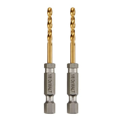 DEWALT Drill Bit Set  1/8""""  2-pc  Titanium Nitride Coated  Tapered Core for Optimum Durability (DD5108T)
