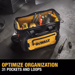 DEWALT Tool Bag  Water Resistant  Hard Bottom  16-inch  Professional Tool Tote (DWST560103)