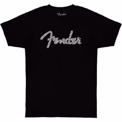 Fender Spaghetti Wavy Checker Logo T-Shirt  100% Cotton  Black  Small