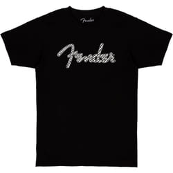 Fender Spaghetti Wavy Checker Logo T-Shirt  100% Cotton  Black  Small