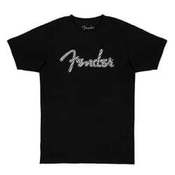 Fender Spaghetti Wavy Checker Logo T-Shirt  100% Cotton  Black  Large