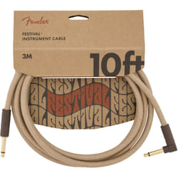 Fender 990910021 Festival - Hemp Instrument Cable - 10 ft (3m) - STR/ANG - Natural