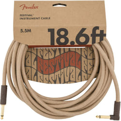 Fender Festival Hemp Instrument Cable  Straight/Angle  Natural  18.6ft
