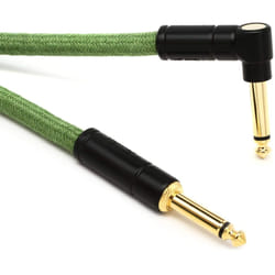 Fender 0990918062 Festival Hemp Straight to Right Angle Instrument Cable - 18.6 foot Green