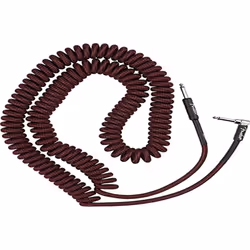 Fender Professional Series Tweed Coiled Instrument Cable  Straight/Angle  Red  30ft