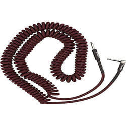 Fender Professional Series Tweed Coiled Instrument Cable  Straight/Angle  Red  30ft