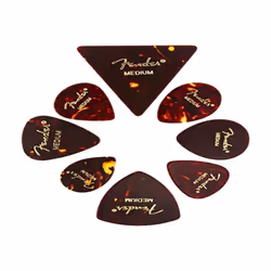 Fender Classic Celluloid Guitar Picks Shape Medley Tortoise Shell Medium 8-Pack