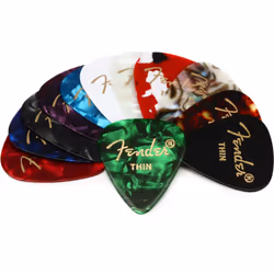Fender Classic Celluloid Guitar Picks 351 Shape Color Medley Thin 12-Pack