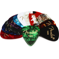 Fender Classic Celluloid Guitar Picks 351 Shape  Color Medley  Thin  12-Pack