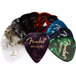 Fender Classic Celluloid Guitar Picks 351 Shape Color Medley Medium 12-Pack