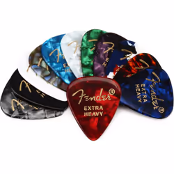 Fender Classic Celluloid Guitar Picks 351 Shape Color Medley Extra Heavy 12-Pack