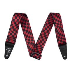Fender Wavy Checkerboard Polyester Guitar Strap  Adjustable from 34""""-59""""  Leather Ends  Red