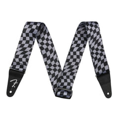 Fender Wavy Checkerboard Polyester Guitar Strap  Adjustable from 34""""-59""""  Leather Ends  Gray