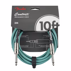 Fender Contour Instrument Cable  Guitar Cable  Guitar Accessories  Straight/Straight  Sherwood Green  10 ft