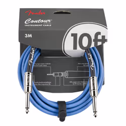 Fender Contour Instrument Cable  Guitar Cable  Guitar Accessories  Straight/Straight  Lake Placid Blue  10 ft