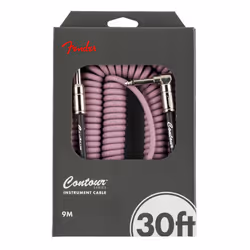 Fender Contour Coiled Instrument Cable  Guitar Accessories  Straight/Angle  Burgundy Mist  30 ft